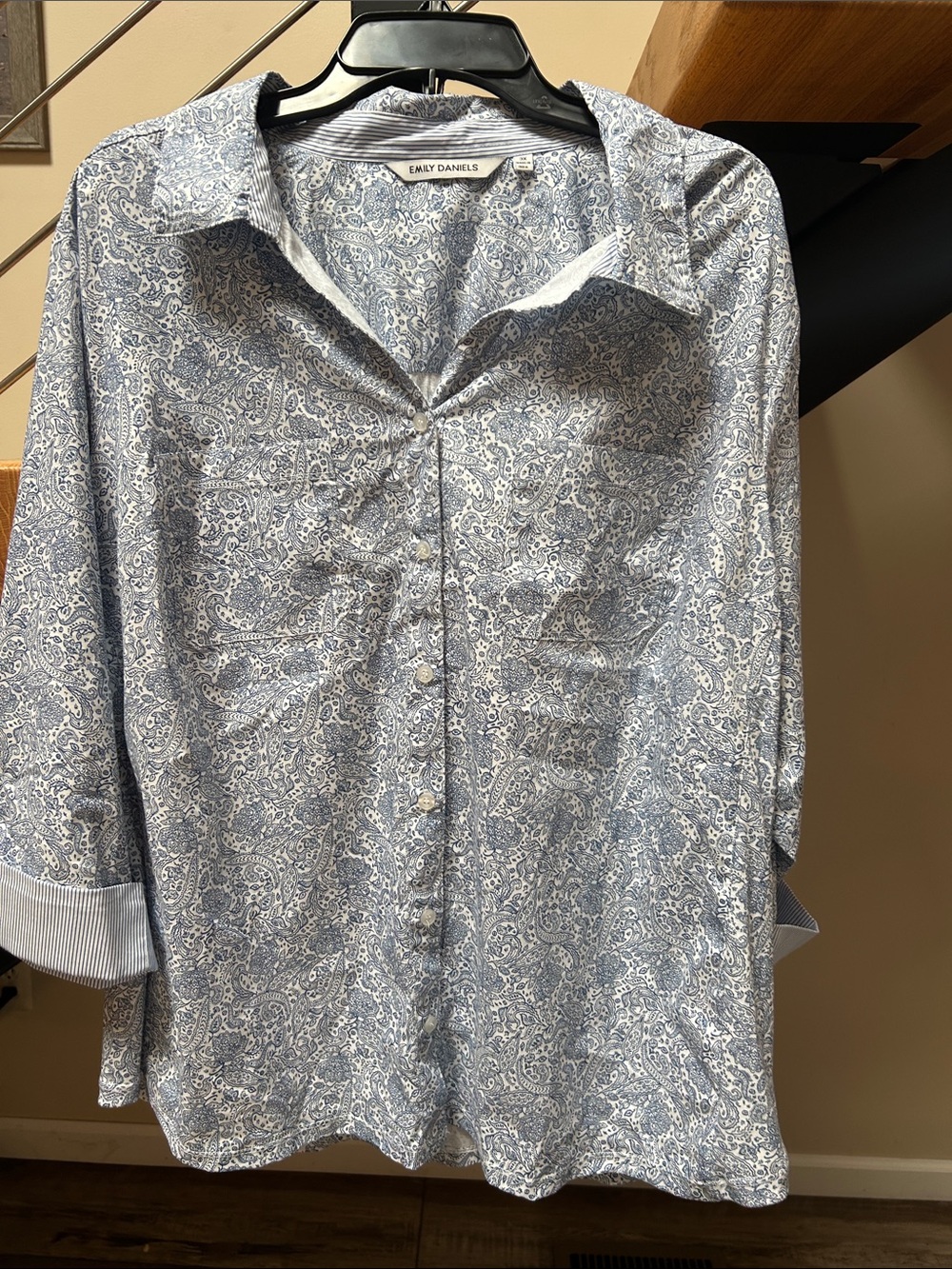 Emily Daniels Light Blue Paisley Button-Down Shirt
